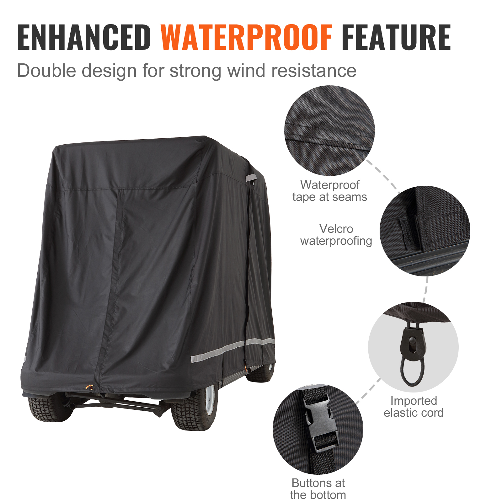 4/2 Passenger Golf Cart Cover 600D/420D Polyester Waterproof Cover - Picture 8 of 62