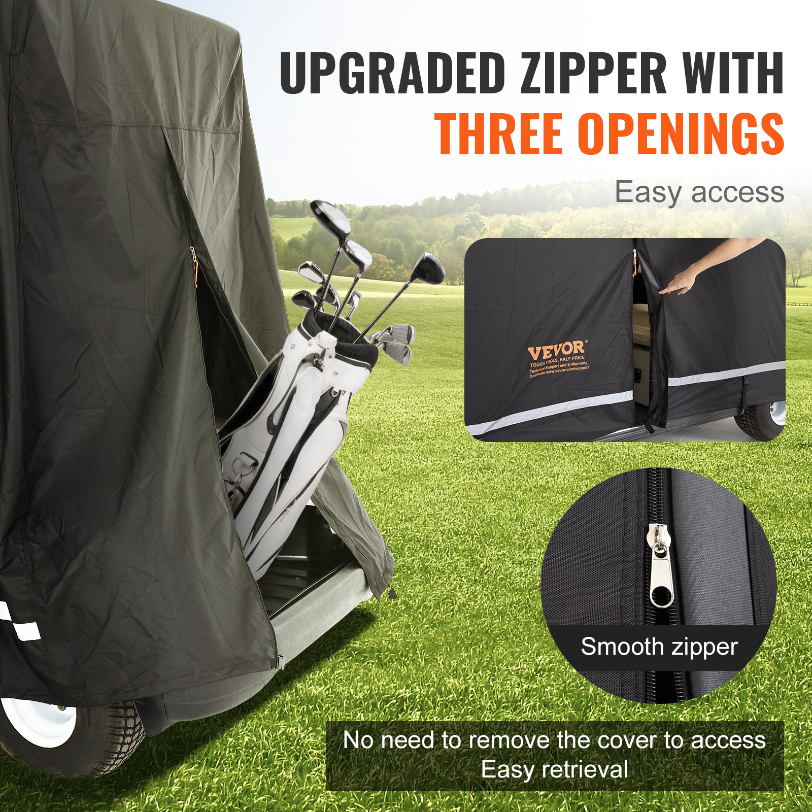 4/2 Passenger Golf Cart Cover 600D/420D Polyester Waterproof Cover - Picture 18 of 62
