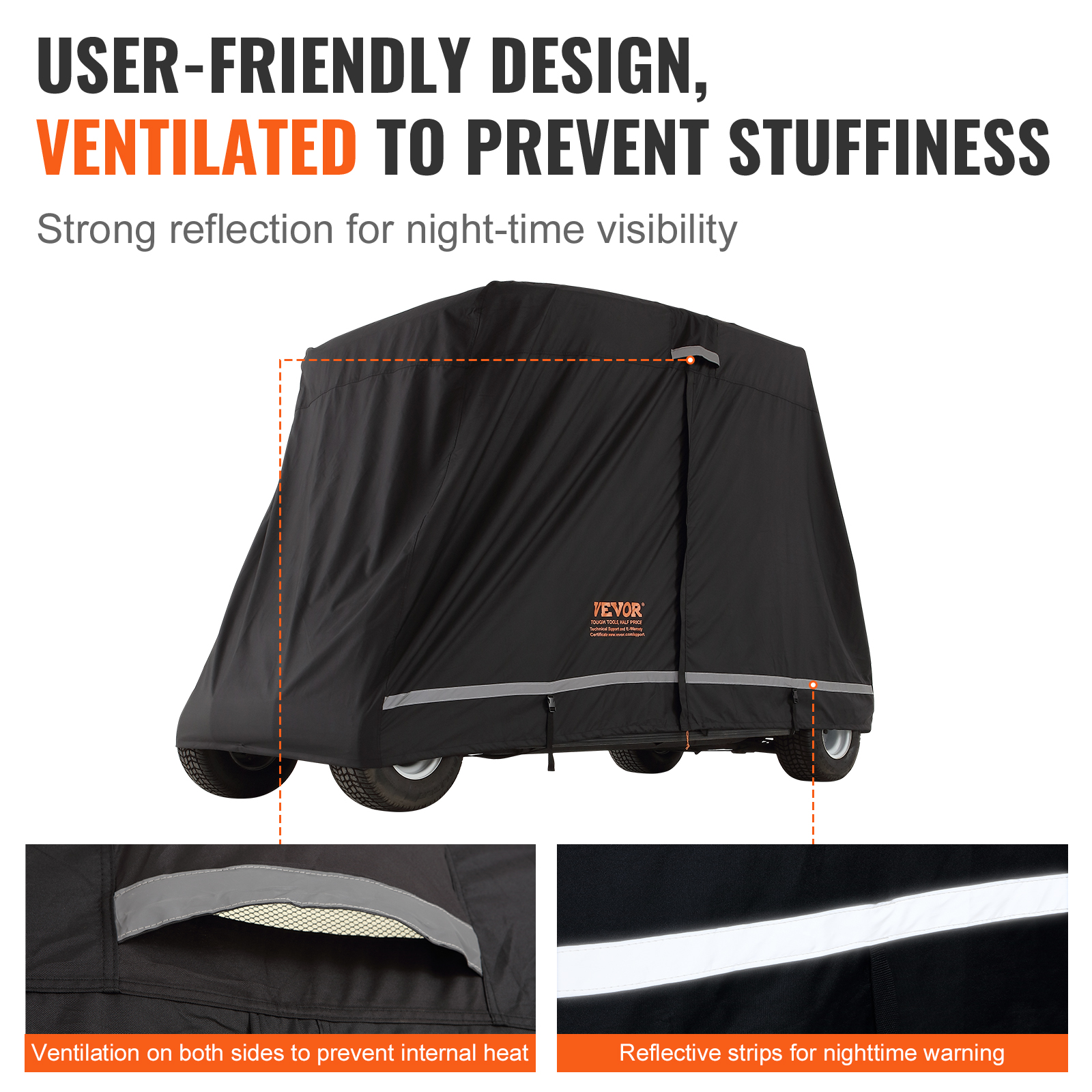 4/2 Passenger Golf Cart Cover 600D/420D Polyester Waterproof Cover - Picture 19 of 62
