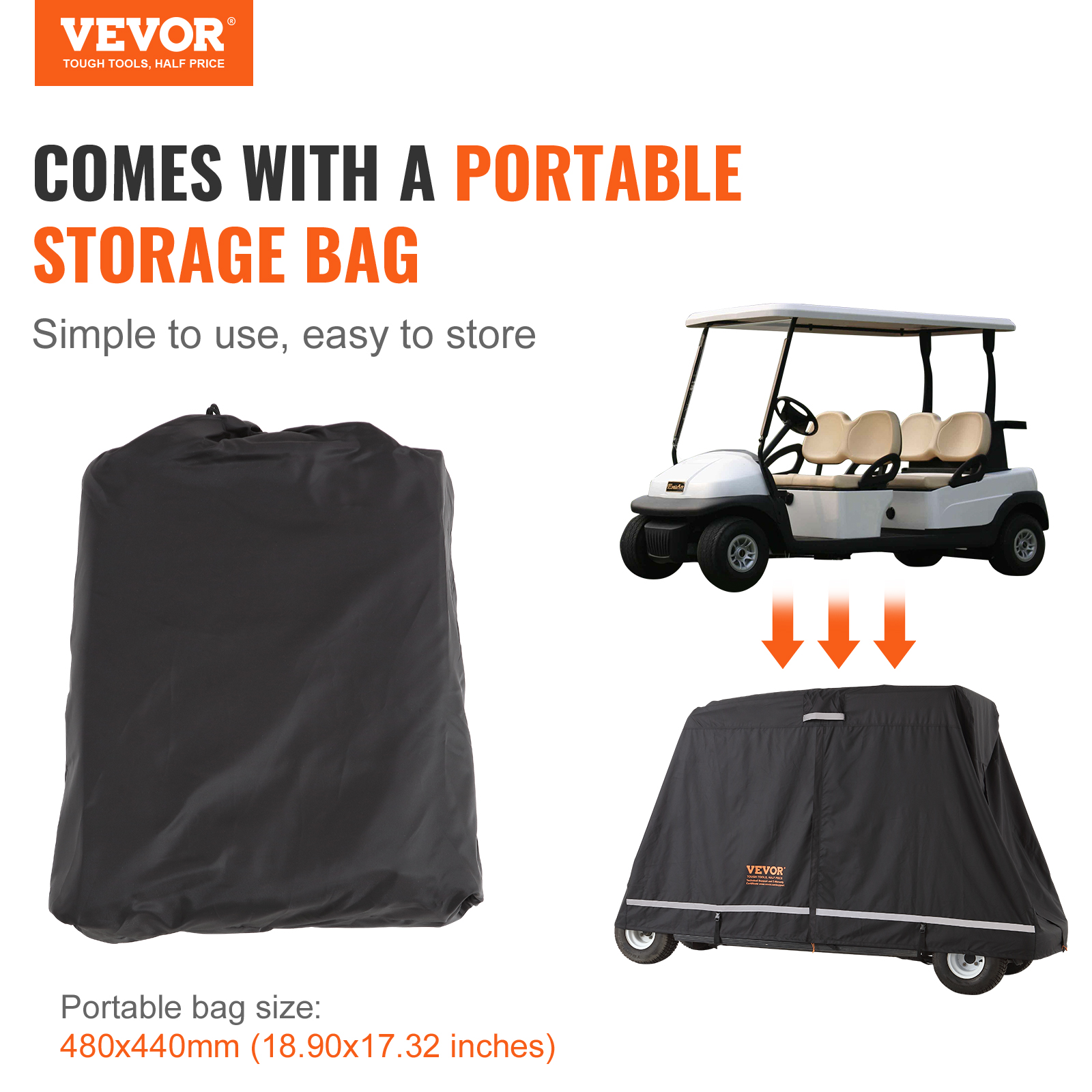 4/2 Passenger Golf Cart Cover 600D/420D Polyester Waterproof Cover - Picture 21 of 62