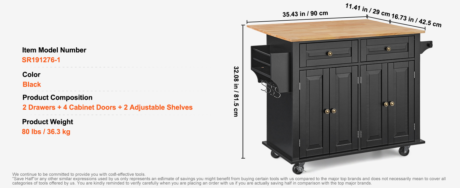 Kitchen Island, Large Storage Space, Multipurpose