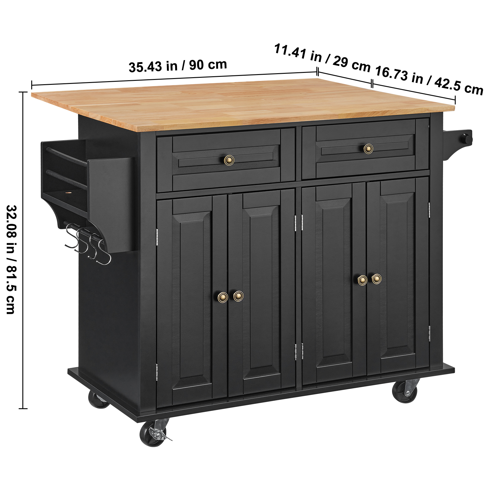 Drop-Leaf Kitchen Island Trolley Cart Wood Storage Cabinet w/ Drawers/Rack - Picture 94 of 110