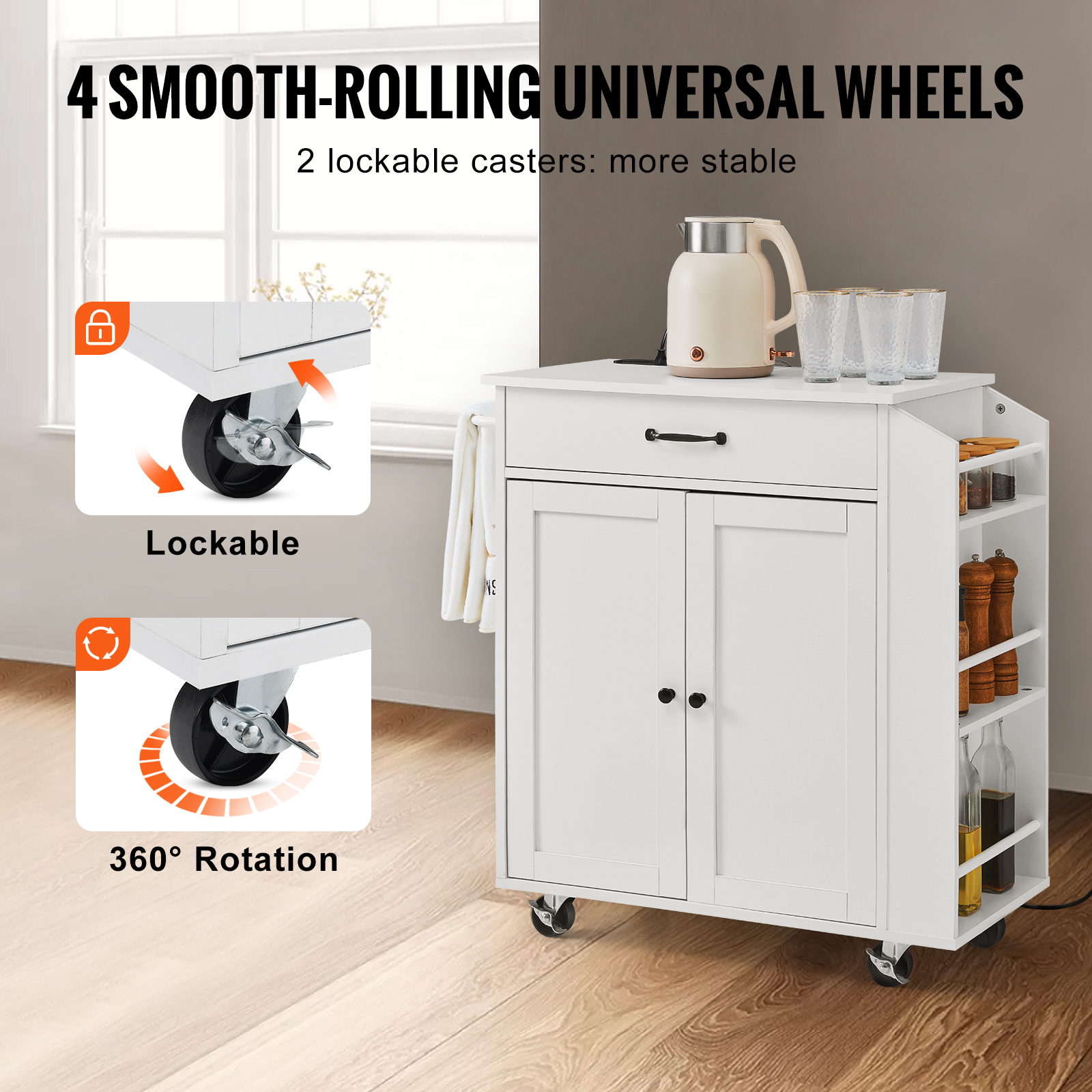 Drop-Leaf Kitchen Island Trolley Cart Wood Storage Cabinet w/ Drawers/Rack - Picture 102 of 110