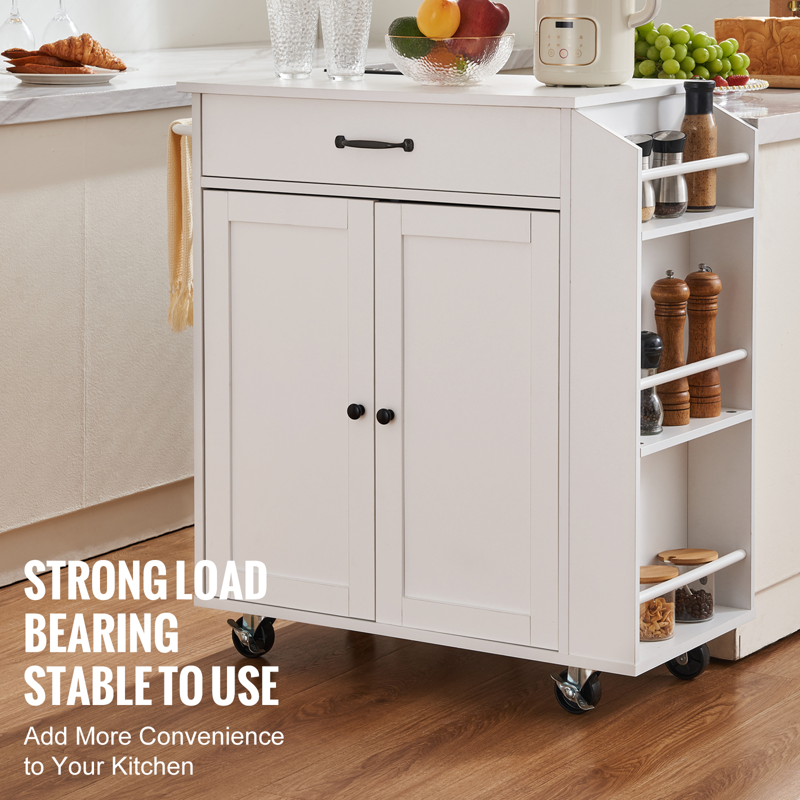 Drop-Leaf Kitchen Island Trolley Cart Wood Storage Cabinet w/ Drawers/Rack - Picture 103 of 110