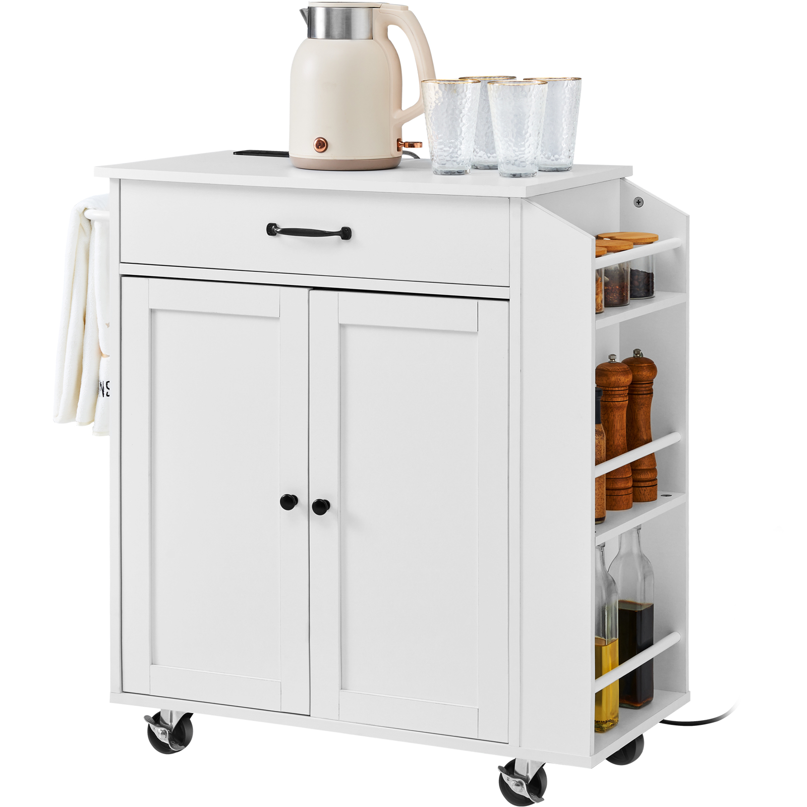Drop-Leaf Kitchen Island Trolley Cart Wood Storage Cabinet w/ Drawers/Rack - Picture 109 of 110