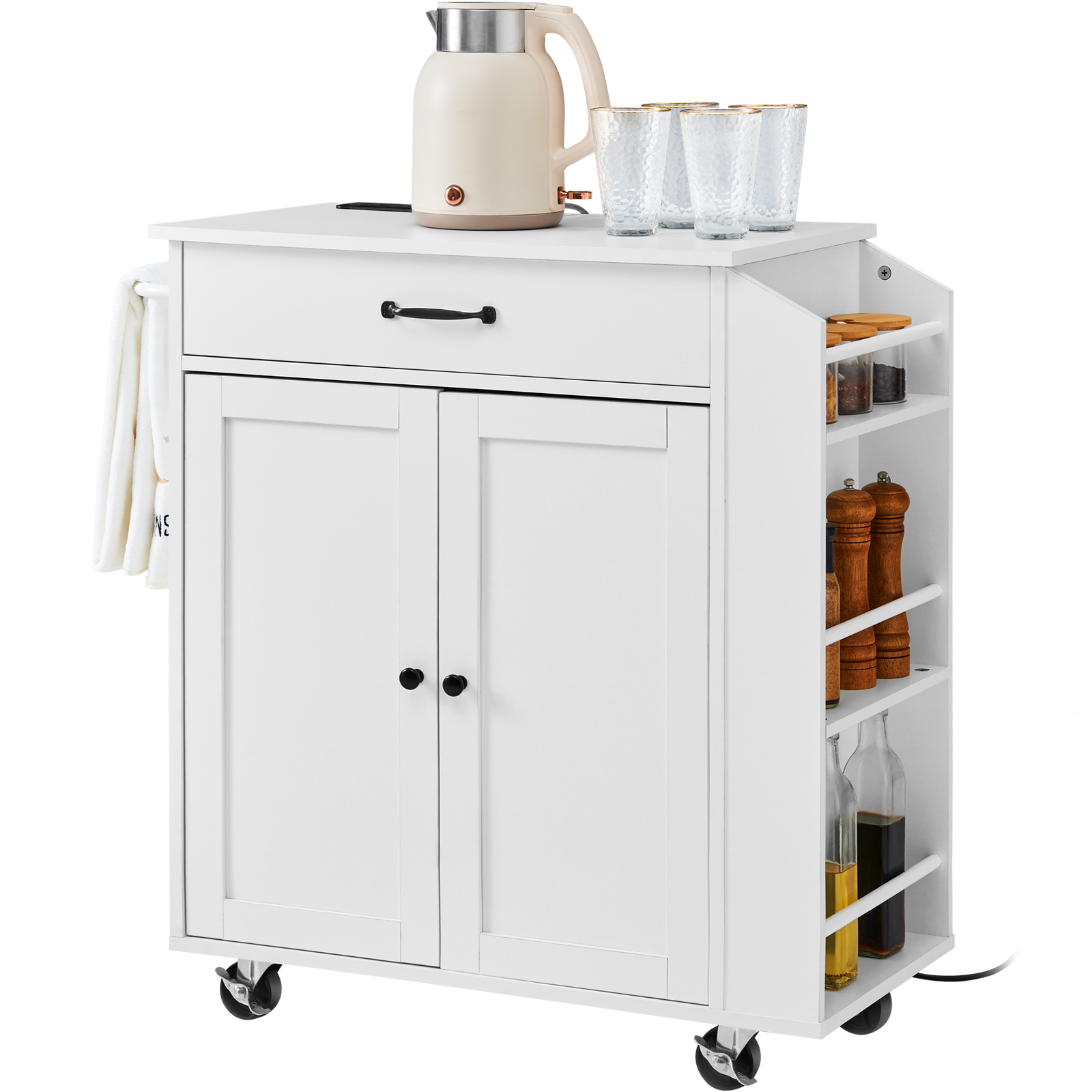 Drop-Leaf Kitchen Island Trolley Cart Wood Storage Cabinet w/ Drawers/Rack - Picture 107 of 110