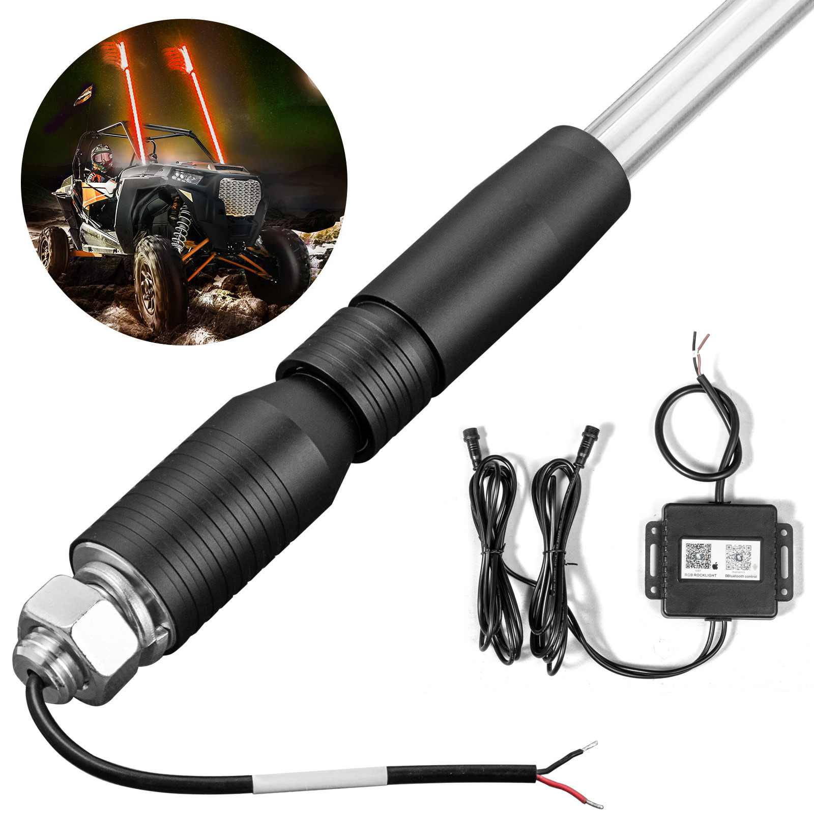 VEVOR 1PC 4FT Led Whip Lights Orange Color Lighted Whips for UTV Optic