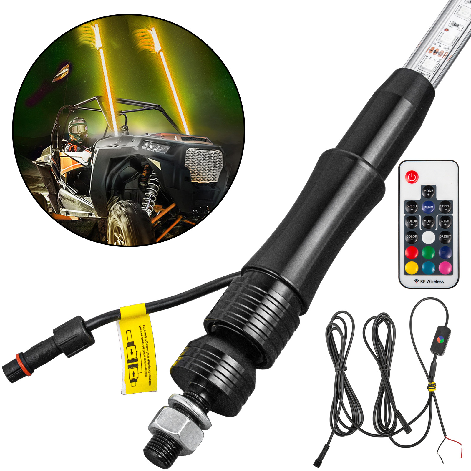 Atfoyer 2PCS 4FT Whip Lights, Light Whip for UTV ATV, APP and Reote... Atfoyer 2PCS 4FT Whip Lights, Light Whip for UTV ATV, APP and Reote...