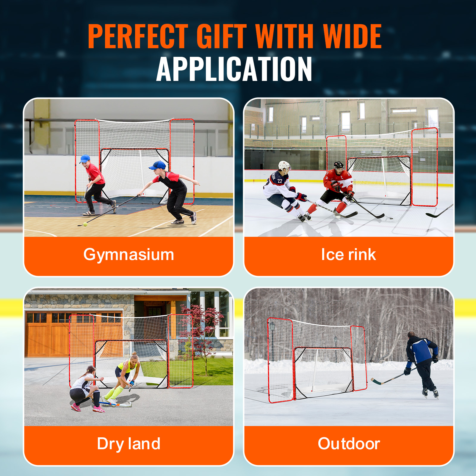VEVOR Hockey Goal Backstop Net Street Hockey Sport Target Netting Outdoor 72/54 - Imagen 8 de 50