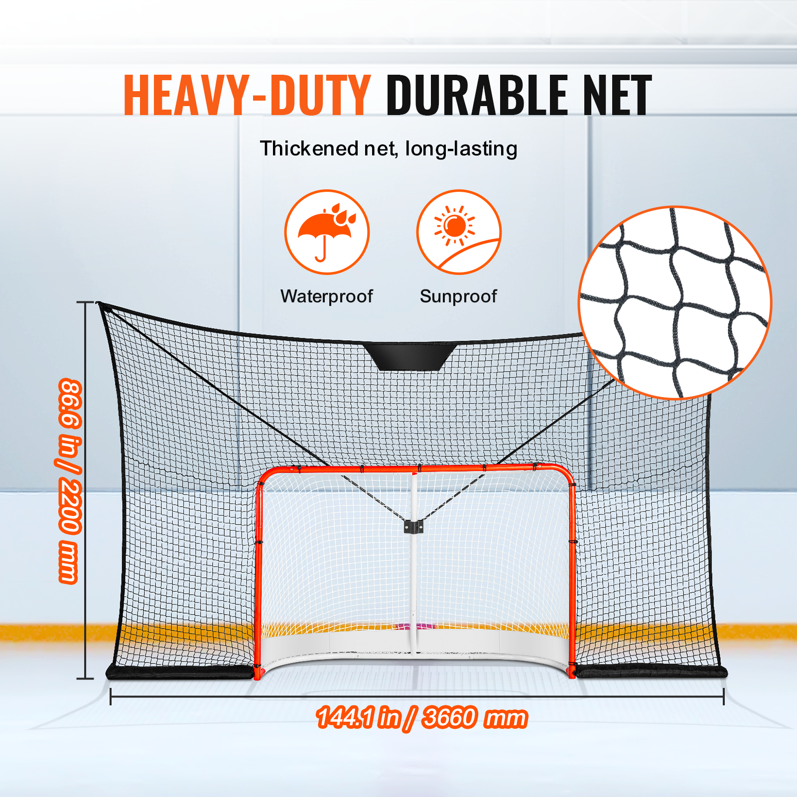 VEVOR Hockey Goal Backstop Net Street Hockey Sport Target Netting Outdoor 72/54 - Imagen 17 de 50