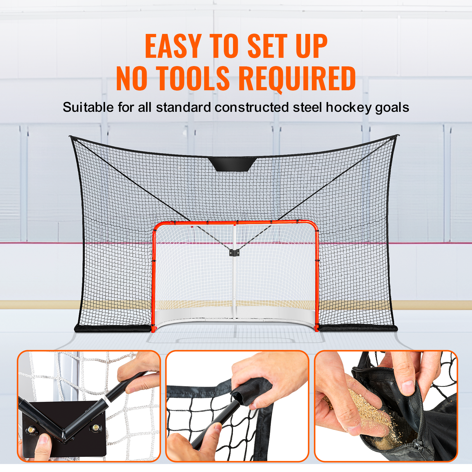 VEVOR Hockey Goal Backstop Net Street Hockey Sport Target Netting Outdoor 72/54 - Imagen 19 de 50