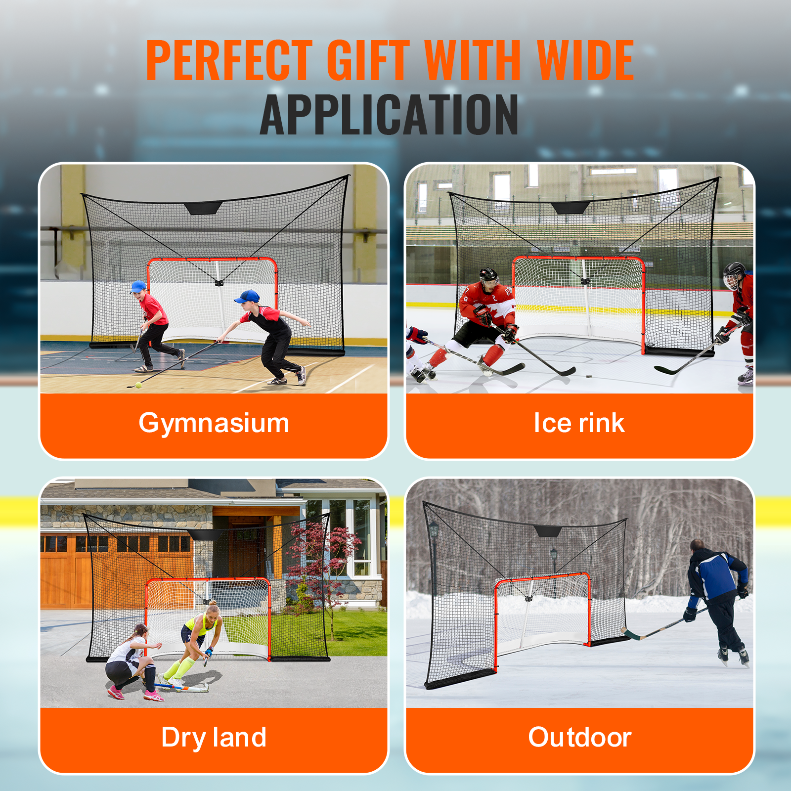 VEVOR Hockey Goal Backstop Net Street Hockey Sport Target Netting Outdoor 72/54 - Imagen 20 de 50