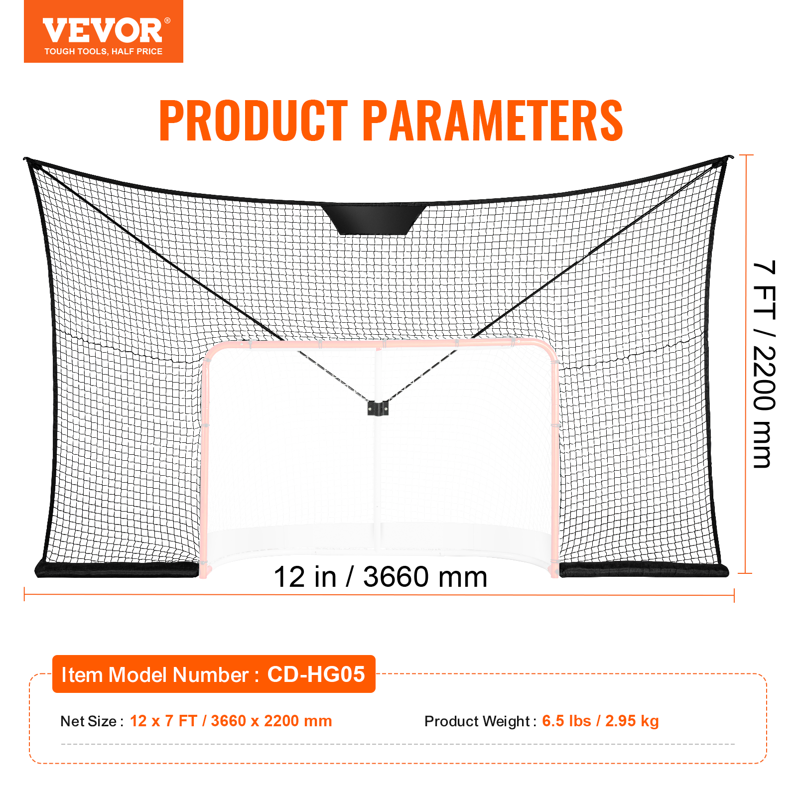VEVOR Hockey Goal Backstop Net Street Hockey Sport Target Netting Outdoor 72/54 - Imagen 21 de 50