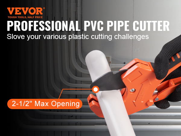 PVC Cutter, Up to 2-1/2 inch, PVC Pipe Cutter 2 inch, ABS Pipe Cutter, Ratchet Pipe Cutter Heavy-Duty, PEX Cutting Tool, PEX Pipe Cutter for Cutting