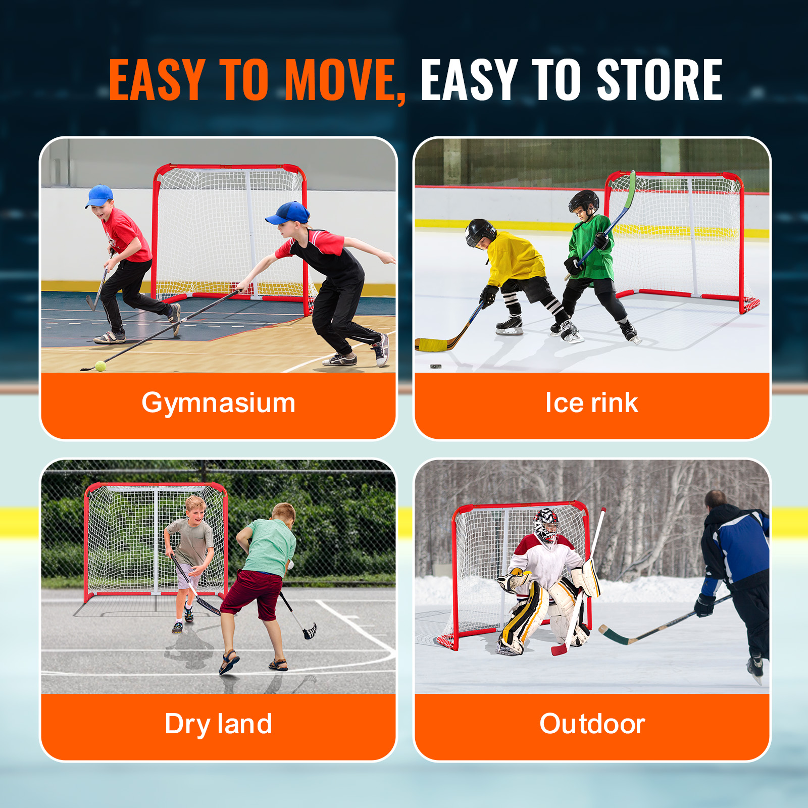 VEVOR Hockey Goal Backstop Net Street Hockey Sport Target Netting Outdoor 72/54 - Imagen 32 de 50