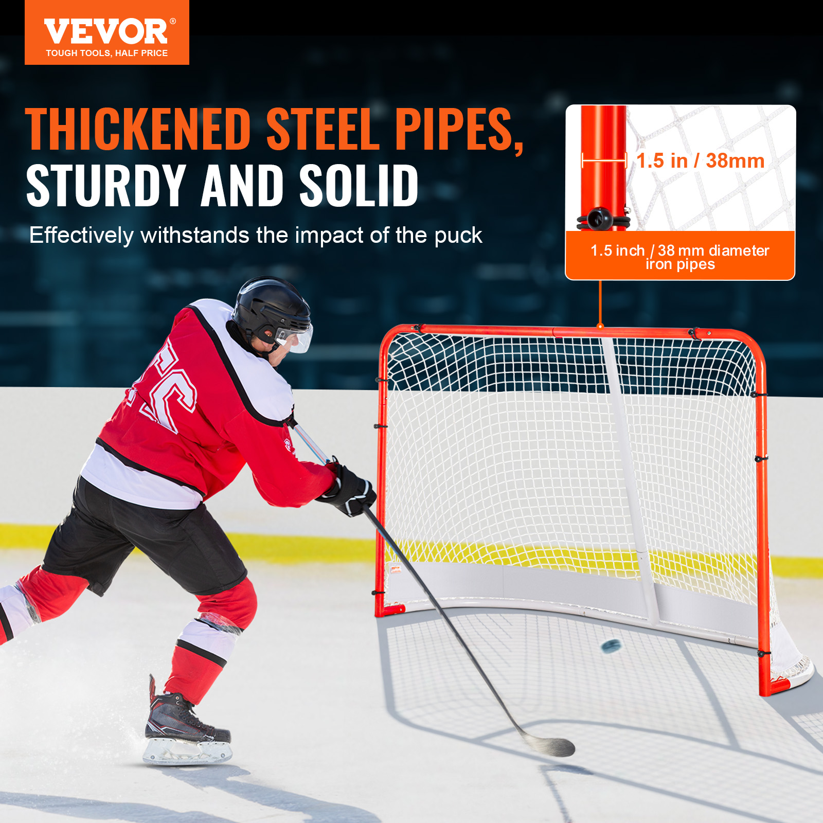 VEVOR Hockey Goal Backstop Net Street Hockey Sport Target Netting Outdoor 72/54 - Imagen 40 de 50