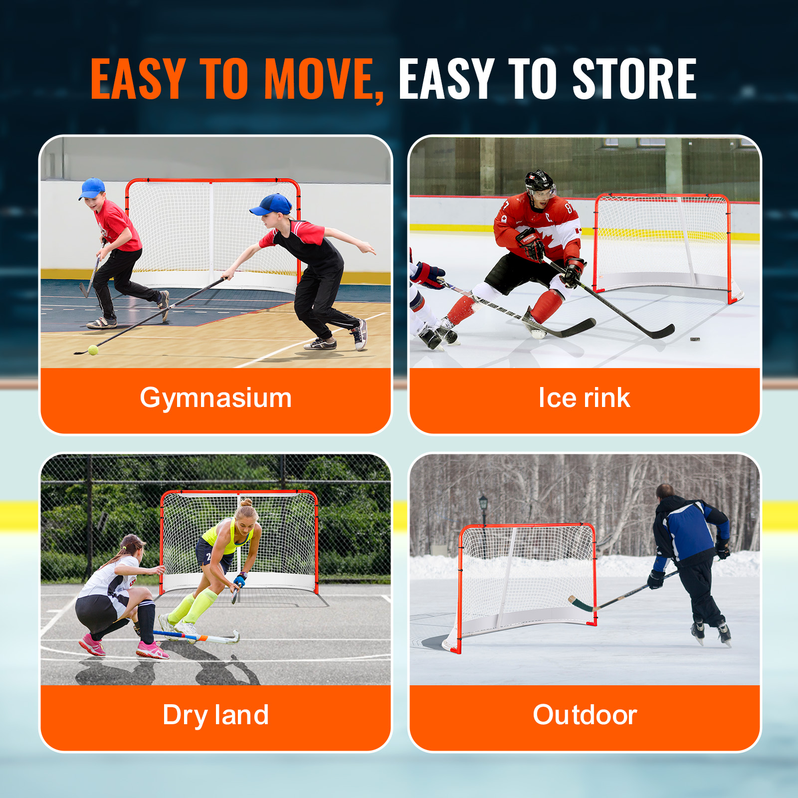 VEVOR Hockey Goal Backstop Net Street Hockey Sport Target Netting Outdoor 72/54 - Imagen 44 de 50