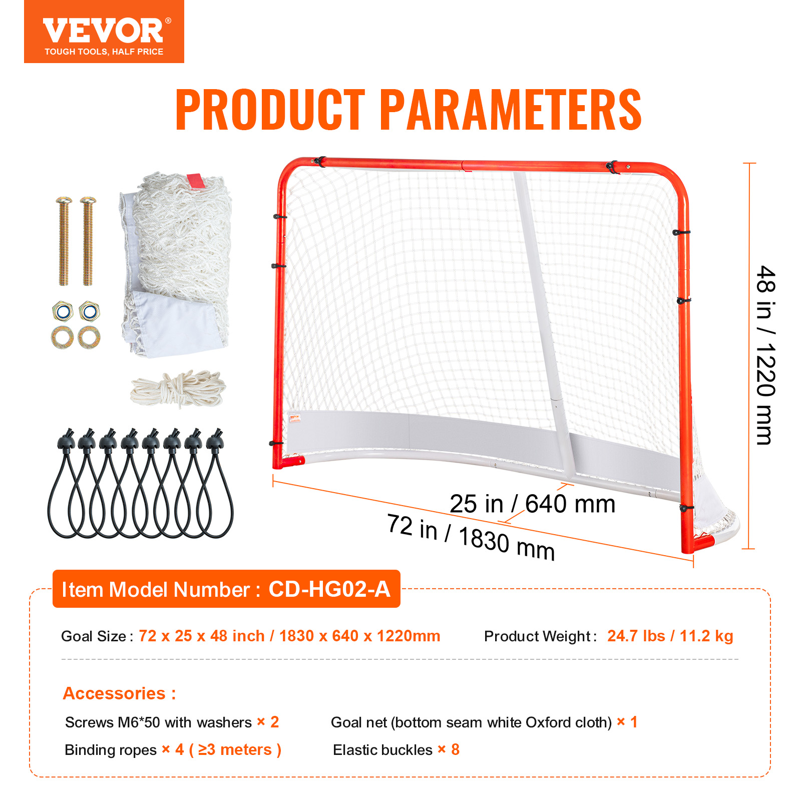 VEVOR Hockey Goal Backstop Net Street Hockey Sport Target Netting Outdoor 72/54 - Imagen 45 de 50