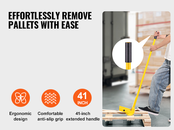 thumbnail image 2 of Pallet Buster VEVOR Tool With 41-Inch Long Handle, Carbon Steel Heavy Duty Deck Wrecker Wrecking Bar 2 of 14