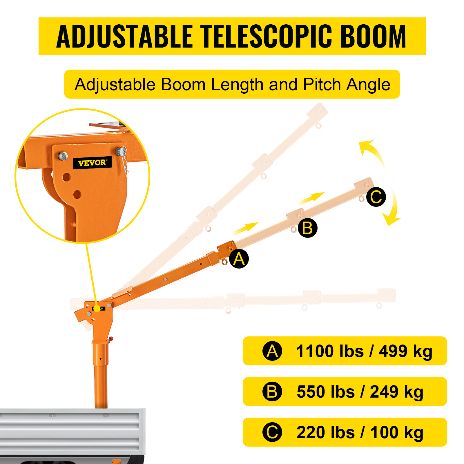 VEVOR Truck Crane Frame, Truck Bed Crane Frame with Adjustable