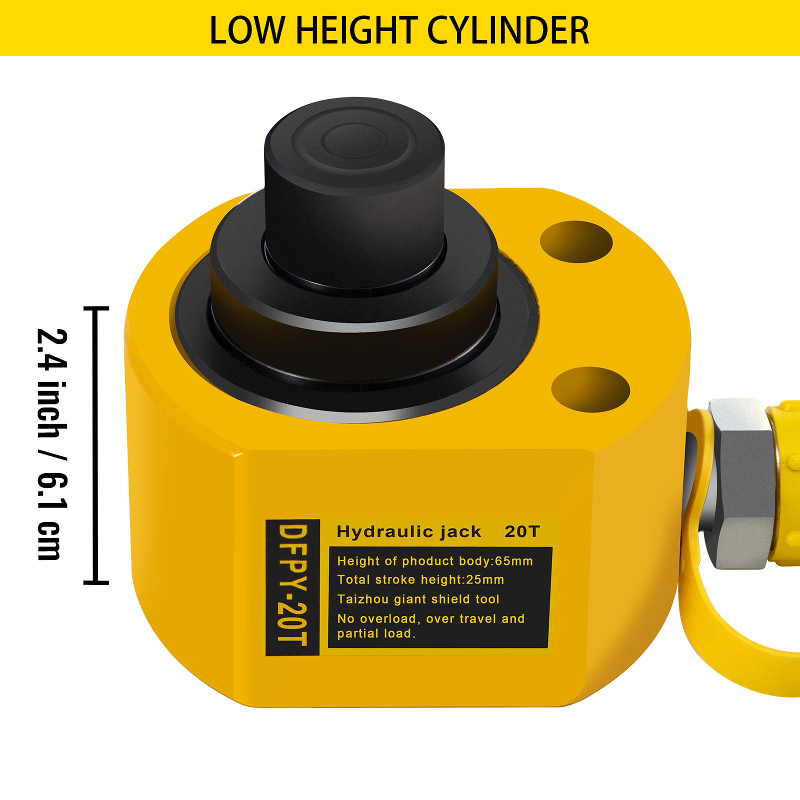 Hydraulic Cylinder Jack Ram 20t 1" Stroke Headstand Horizontal Steel