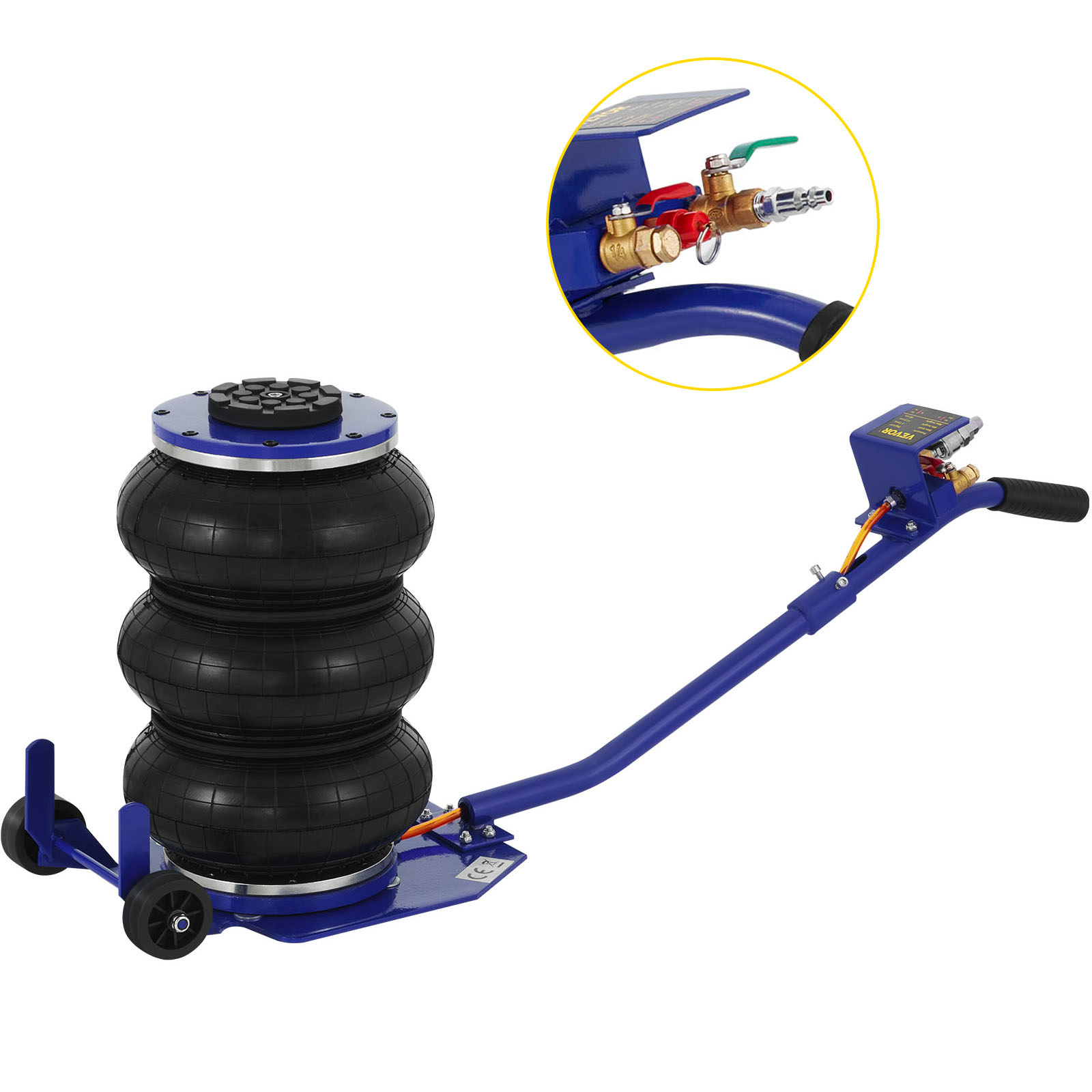 VEVOR Pneumatic Jack, Ton/6600 LBS Air Bag Jack, Triple Bag Air Jack for  Vehicle, Extremely Fast Lifting Action, Max Height 15.75\