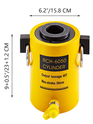 CNCEST 30T Hydraulic Cylinder Jack Ram 60mm Stroke Single Acting Lift Cylinder,with Retracting Automatically Function,Lightweight Design for Small Workspace,Yellow 