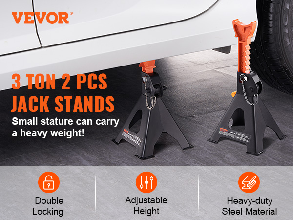 VEVOR VEVOR Jack Stands, 3 Ton (6,000 lbs) Capacity Car Jack Stands Double  Locking, 10.8-16.3 inch Adjustable Height, for lifting SUV, Pickup Truck,  Car and UTV/ATV, Red, 1 Pair