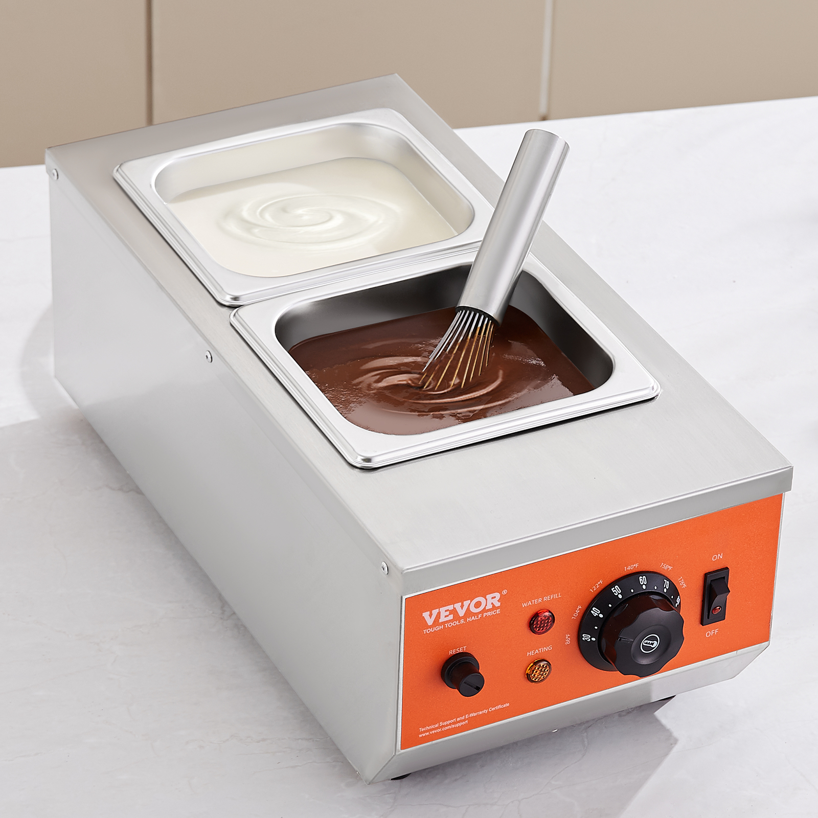 VEVOR Maszyna do topienia czekolady Elektryk 1,5kW 2x3,3L Temperarka Zrób to sam - Zdjęcie 34 z 50