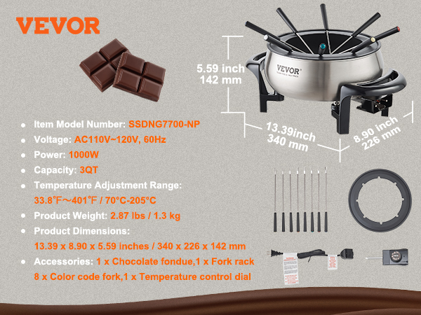 VEVOR Chocolate Tempering Machine, 9 Lbs 2 Tanks Chocolate Melting