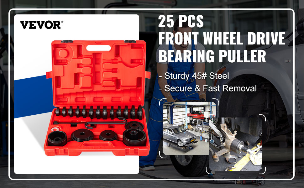 Front Wheel Drive Bearing Puller,25 PCS,w/ Case