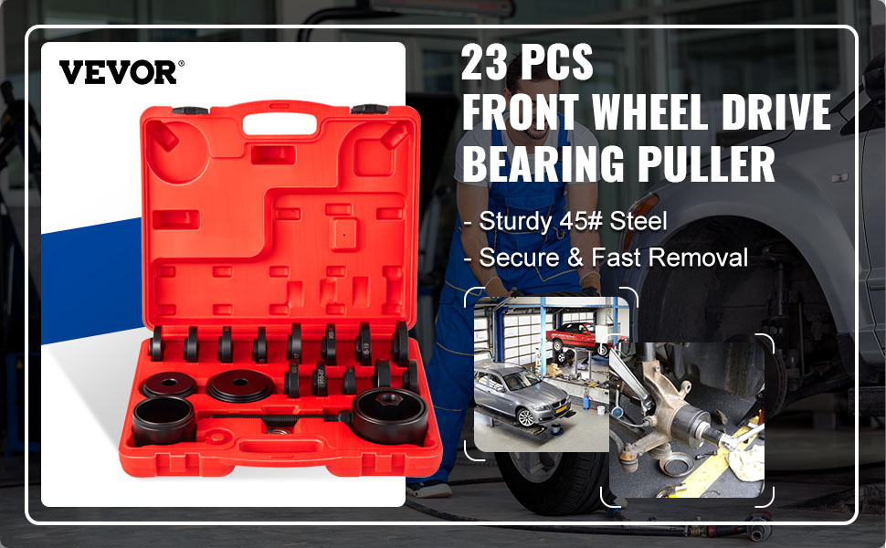 Front Wheel Drive Bearing Puller,23 PCS,w/ Case