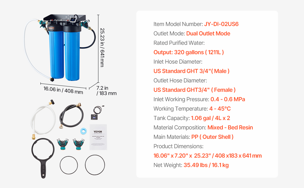 Spotless Deionized Water System Car Wash System with Integrated TDS Meter