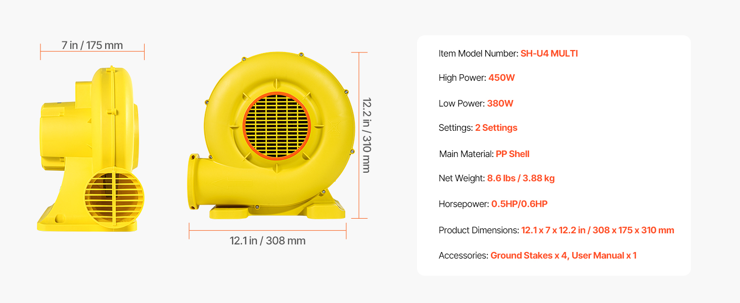 Inflatable Bounce,0.5&0.6HP,380&450W