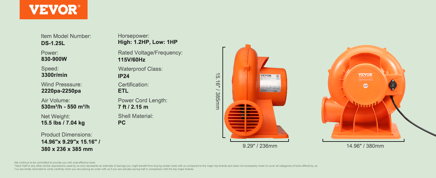 Dropship VEVOR Floor Blower, 1/2 HP, 2600 CFM Air Mover For Drying And  Cooling, Portable