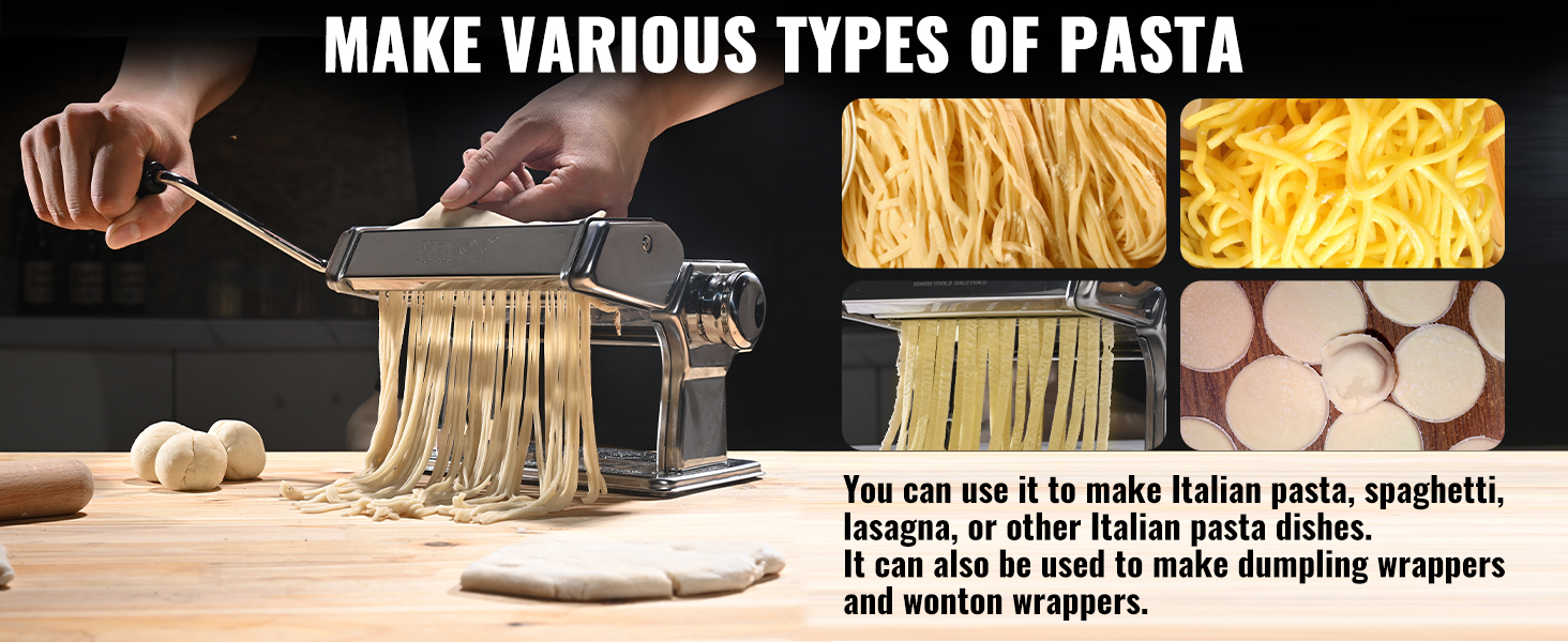 Machine manuelle à pâtes fraîches, 7 balances, acier inoxydable 403 pour  Tagliolini Fettucine Lasagna Ravioli Spaghetti (7 balances)