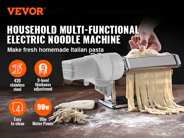 VEVOR Pasta Maker Machine, 9 Adjustable Thickness Settings Noodles Maker,  Stainless Steel Noodle Rollers and Cutter, Manual Hand Press, Pasta Making  Kitchen Tool Kit, Perfect for Spaghetti Lasagna