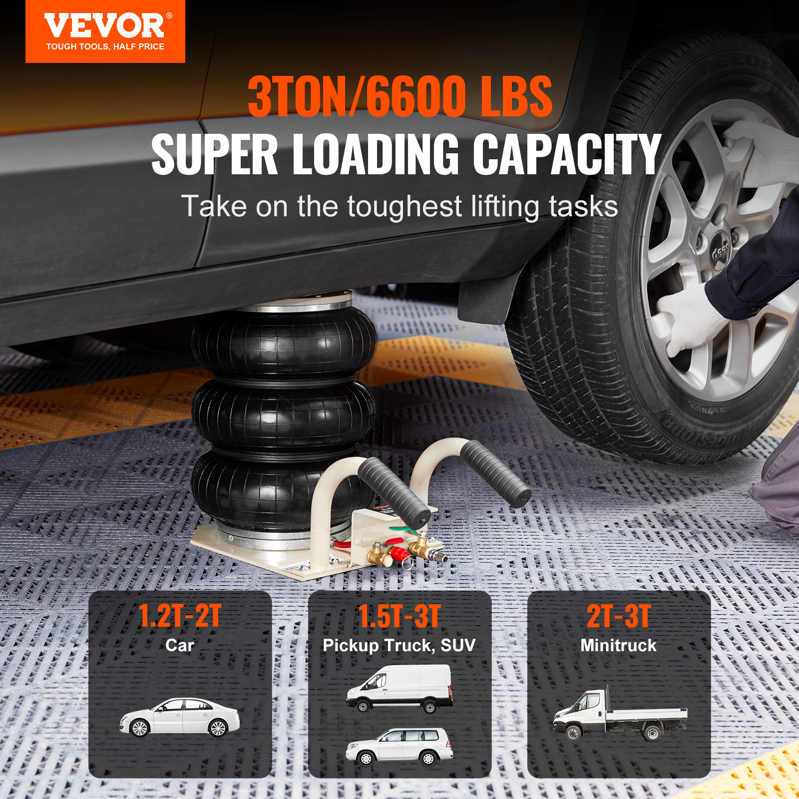 VEVOR Triple Bag Air Jack 6600/11000 lbs Pneumatic Jack for Car SUV Lifting - Picture 64 of 110