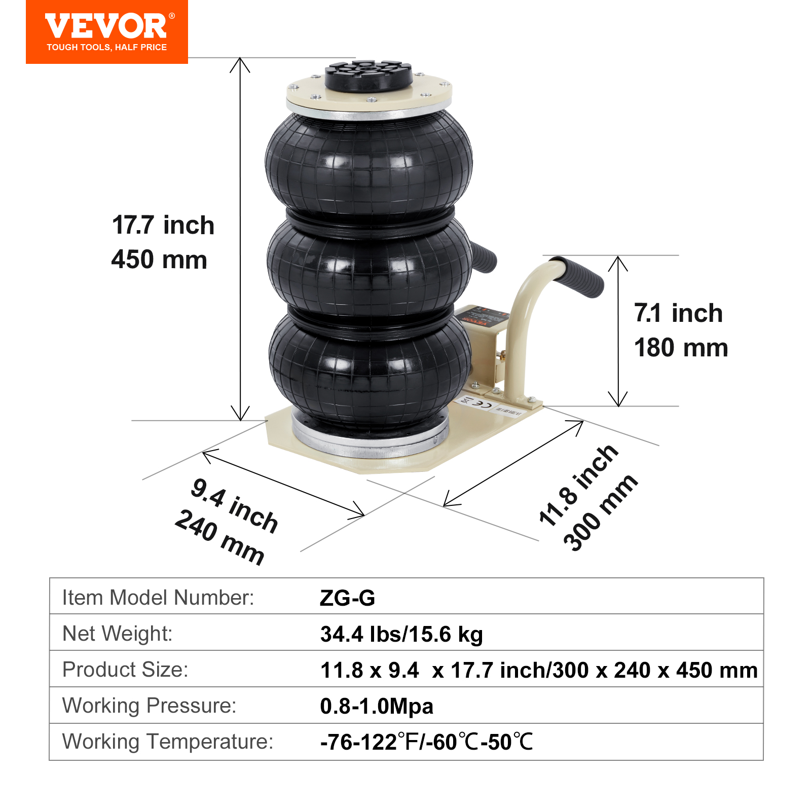 VEVOR Triple Bag Air Jack 6600/11000 lbs Pneumatic Jack for Car SUV Lifting - Picture 69 of 110