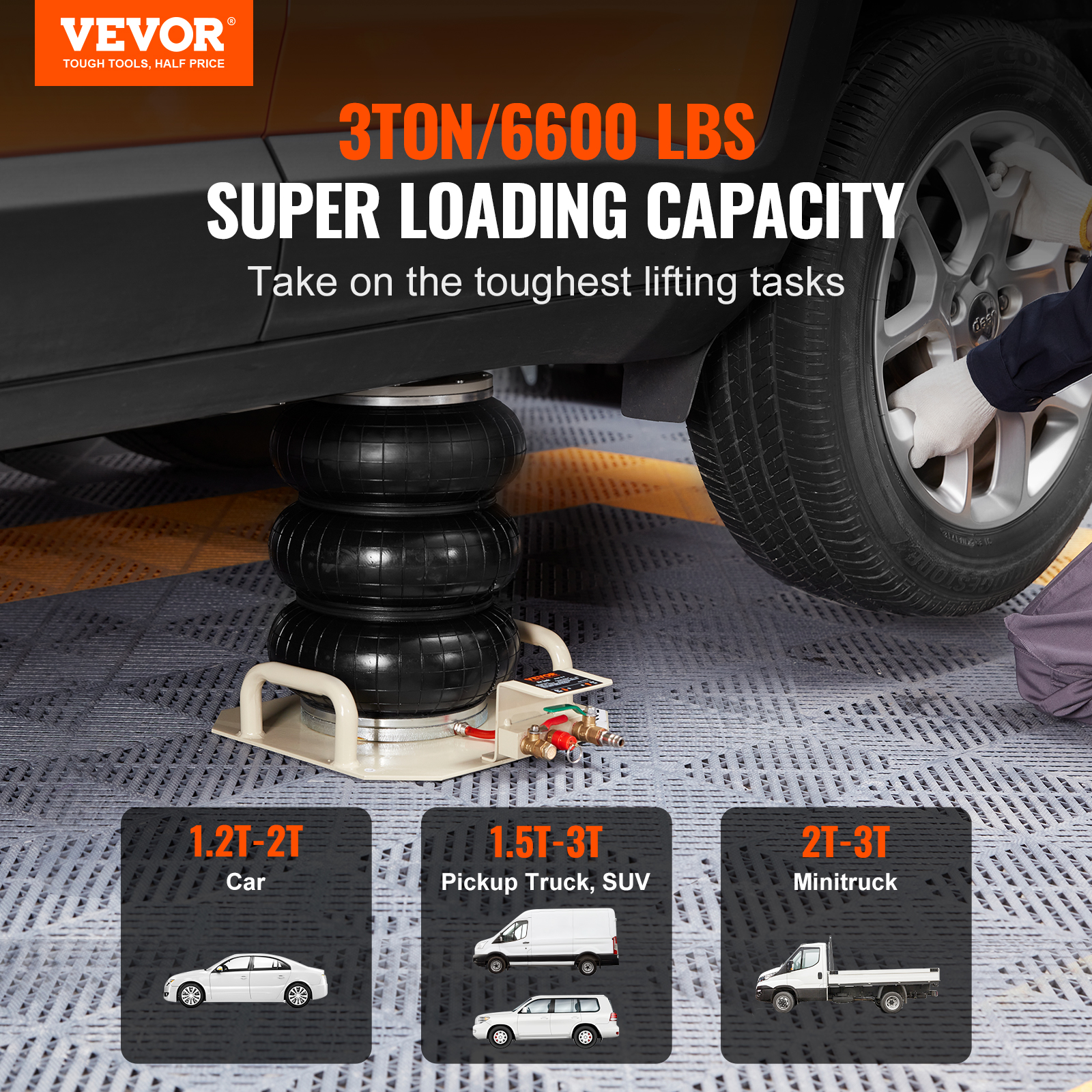 VEVOR Triple Bag Air Jack 6600/11000 lbs Pneumatic Jack for Car SUV Lifting - Picture 52 of 110