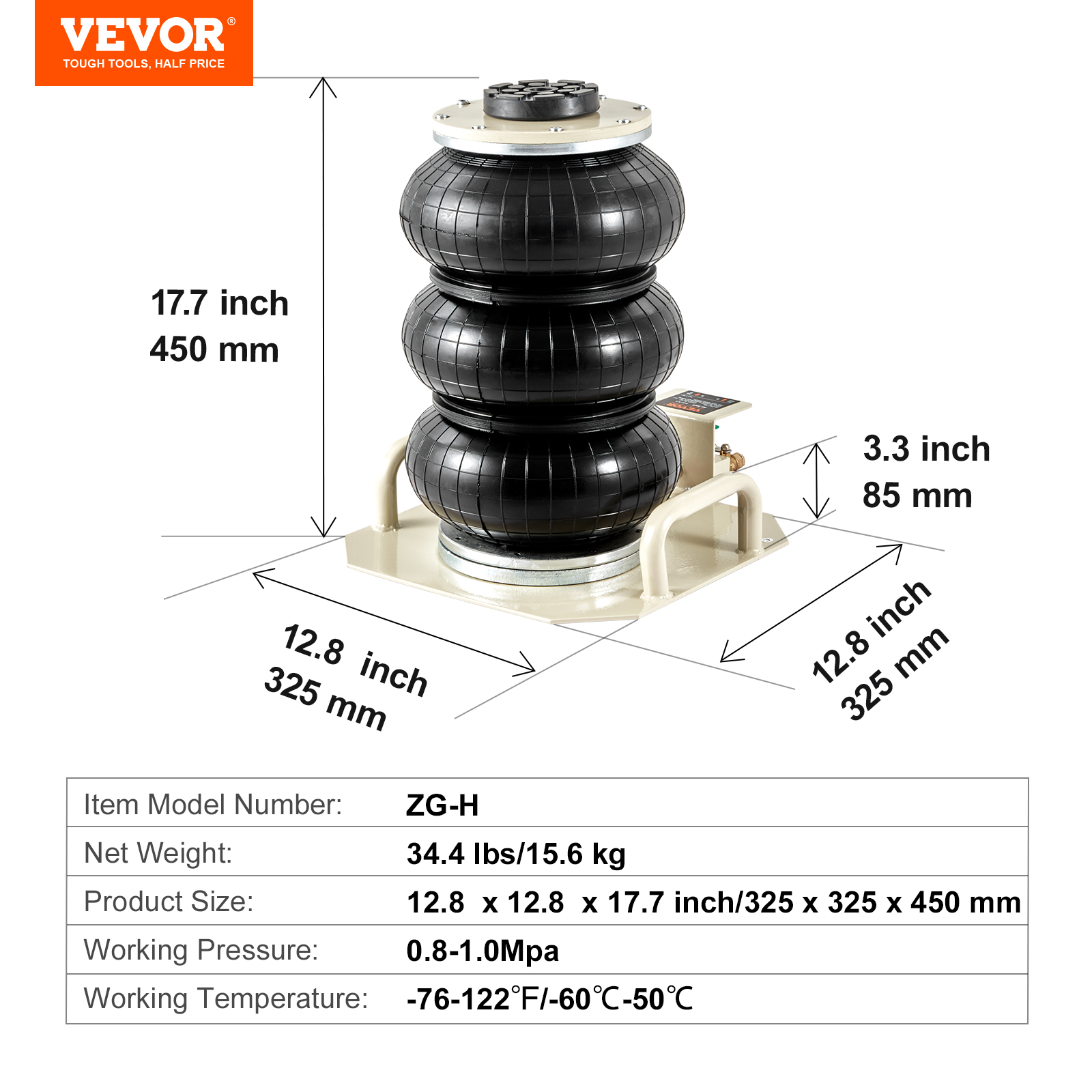 VEVOR Triple Bag Air Jack 6600/11000 lbs Pneumatic Jack for Car SUV Lifting - Picture 57 of 110