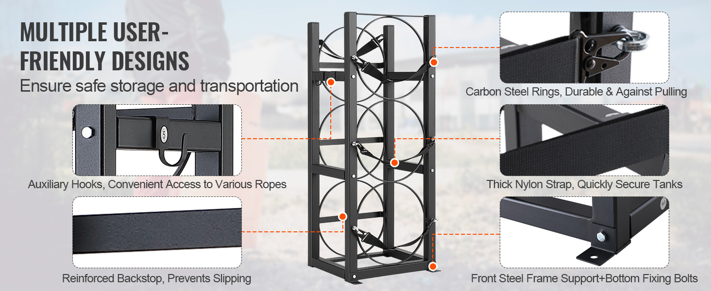 VEVOR Refrigerant Tank Rack, with 3 x 30lbs Bottle Tanks, Cylinder Tank ...