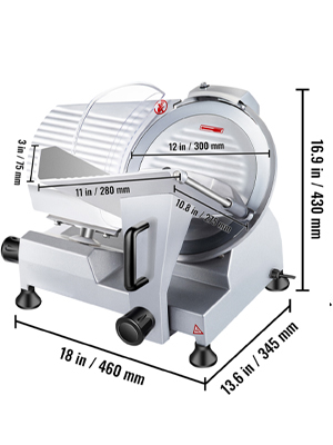 Commercial Meat Slicer,12'' Chromium-plated Steel Blade,0-16mm Slice Thickness