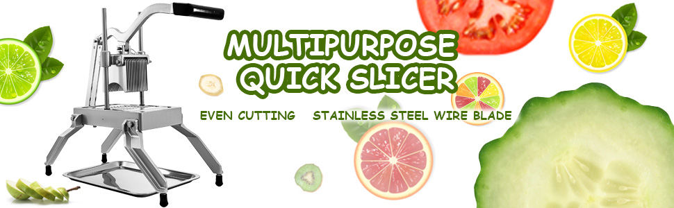 VEVOR 1/4 Multipurpose Slicer Onion Quick Slicer Stainless Steel Blade with Tray - Toast Bread Slicer