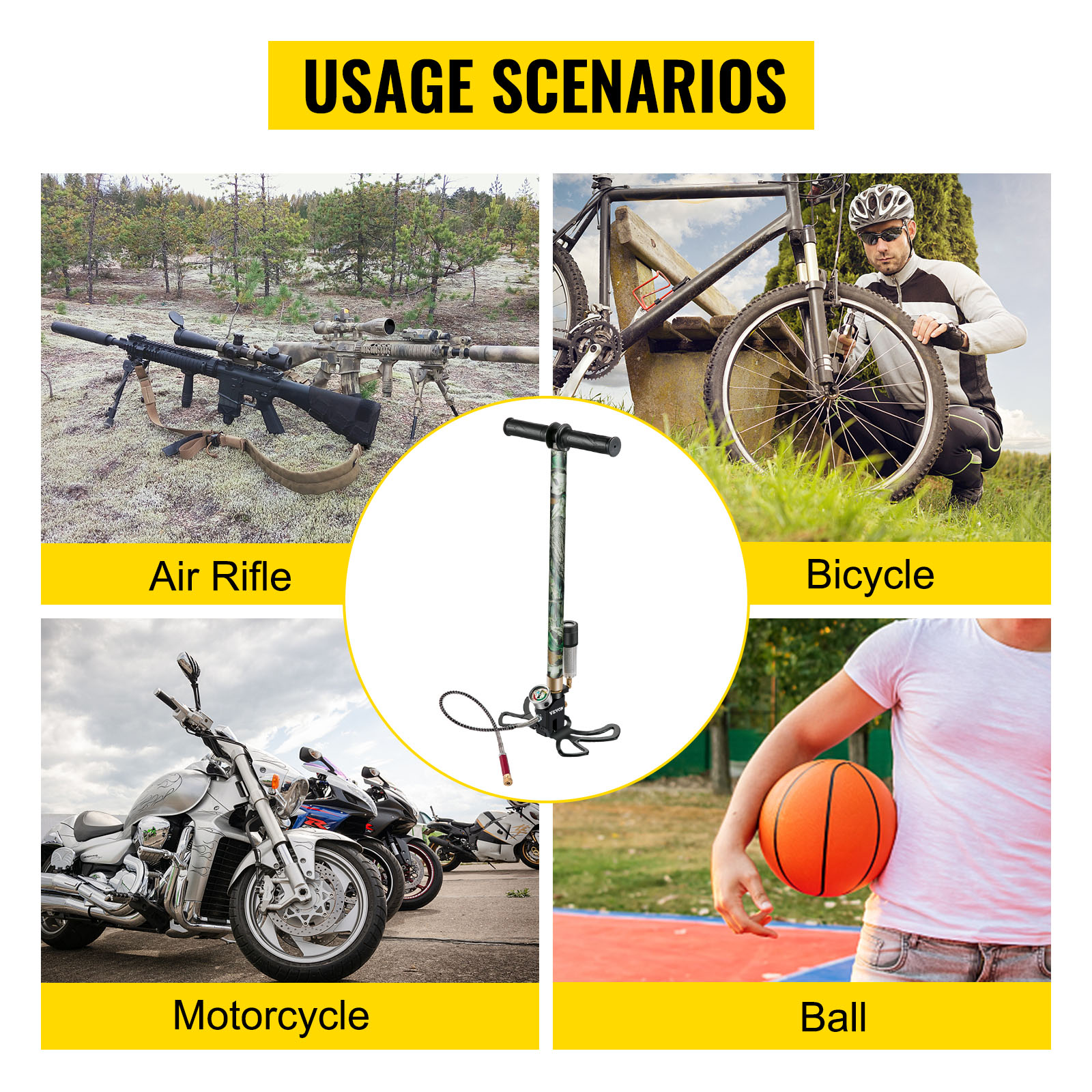 VEVOR PCP Air Pump, 3 Stage PCP Hand Pump, 3000psi High Pressure Air