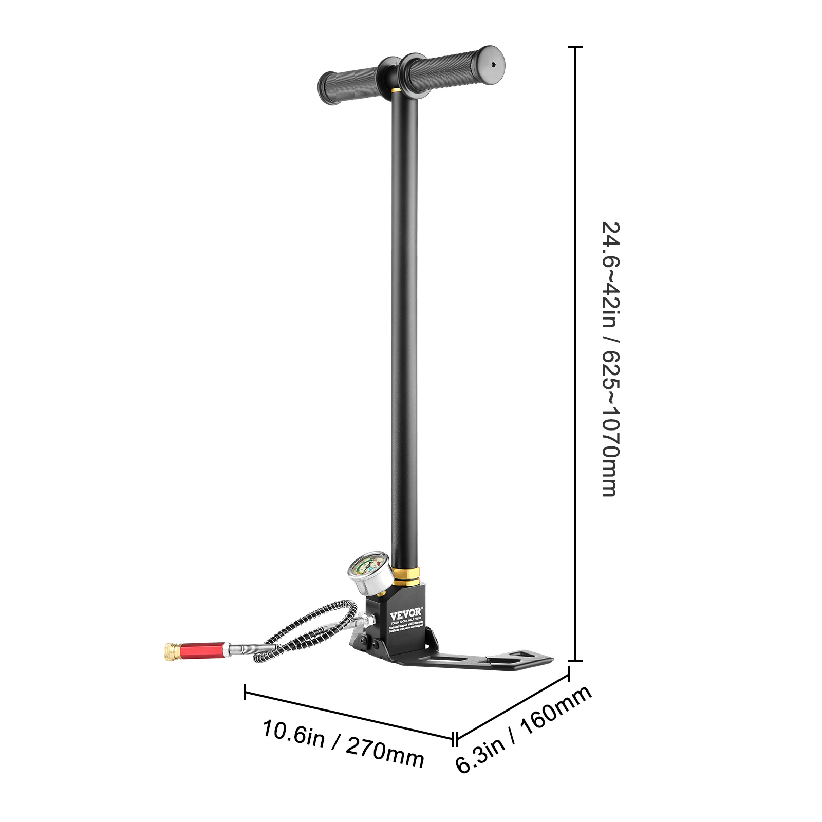 VEVOR 4 Stage PCP Hand Pump,6000psi High Pressure Pump with Gauge