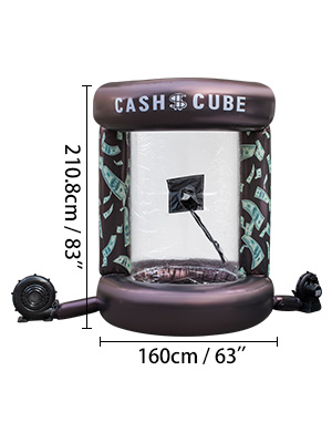 VEVOR Inflatable Cash Cube with Two Blowers Inflatable Cash Cube Booth Black Cash Cube Money Machine Quick Inflated Cash Cube Water-Proof Money Booth Machine Money Grab Catch for Promotion Events