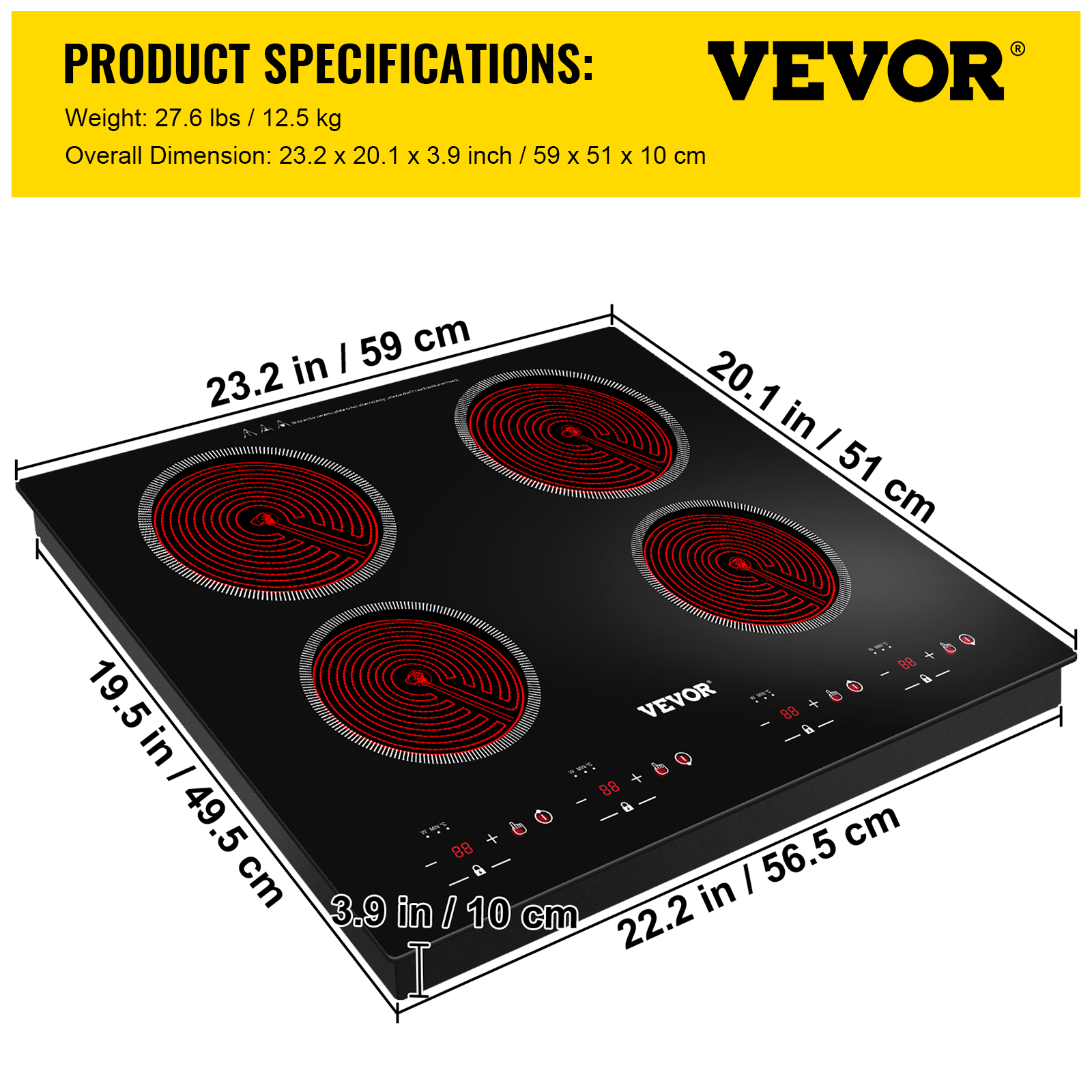 VEVOR Induction Cooktops Ceramic Cooktop Electric Stove Cooktop 12/24