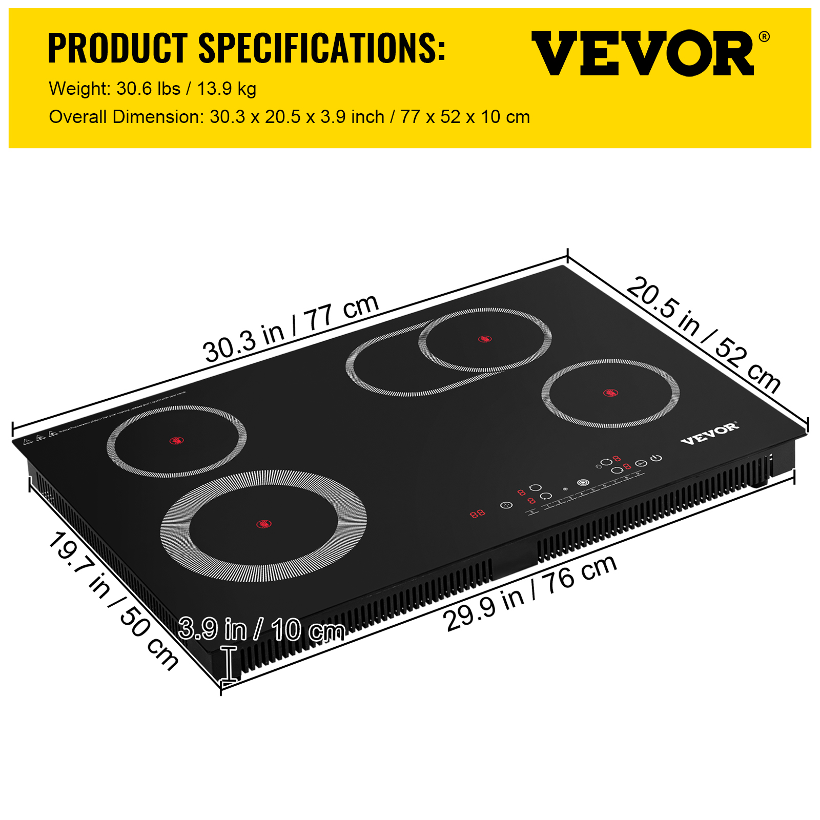 VEVOR Induction Cooktops Ceramic Cooktop Electric Stove Cooktop 12/24