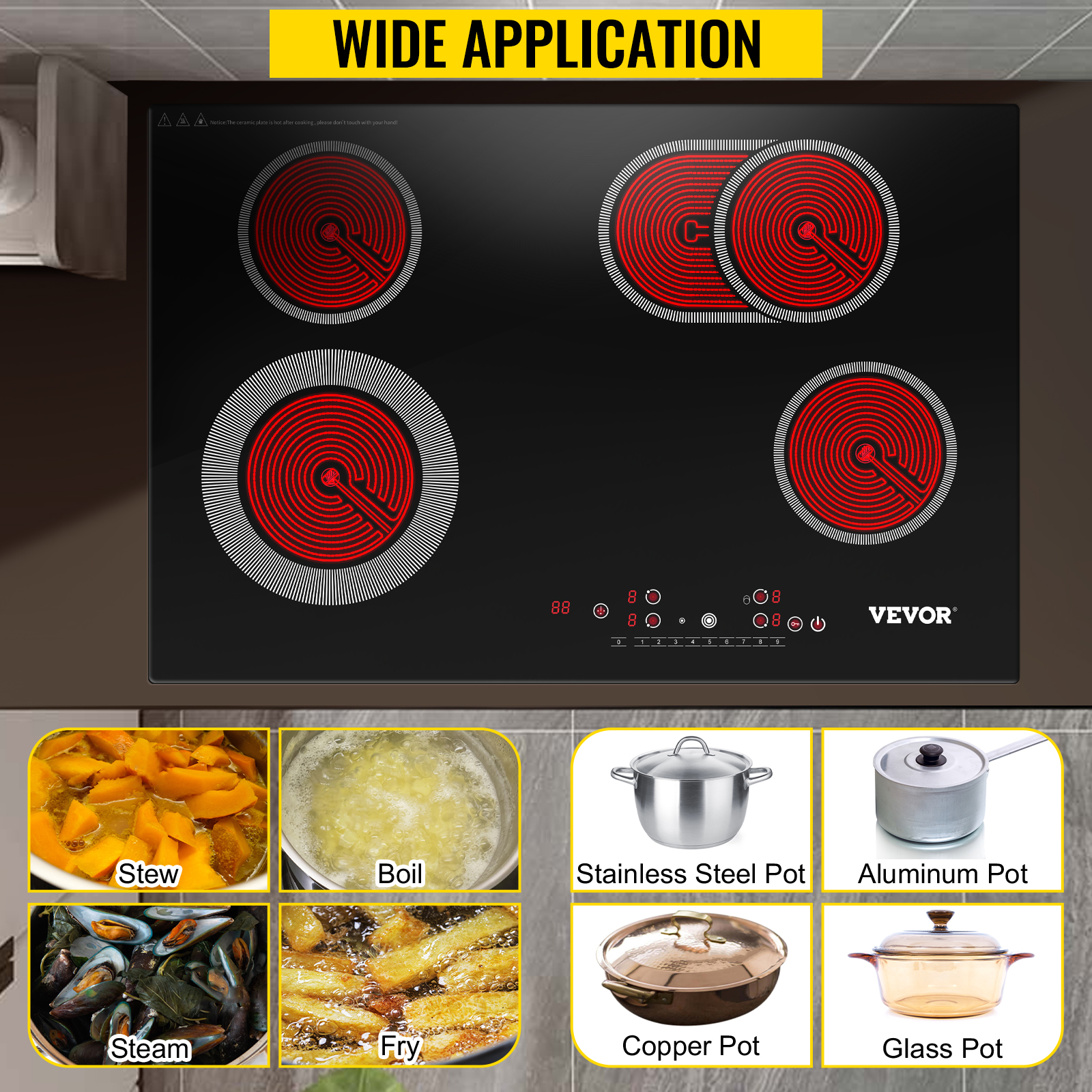 VEVOR VEVOR Builtin Electric Cooktop Radiant Ceramic Cooktop 30in 4